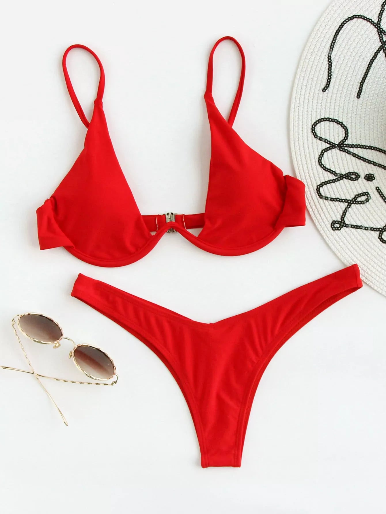 Swim Basics Summer Beach Mono Bikini Set Underwired Bra & High Cut