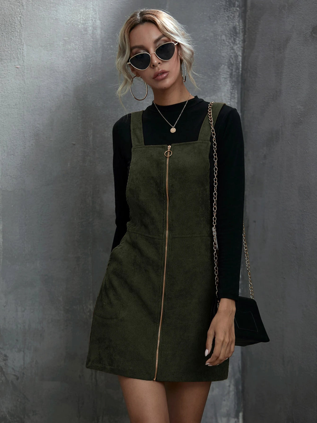 Unity Women Plain Front Zip Sleeveless Casual Mini Dress - image 3