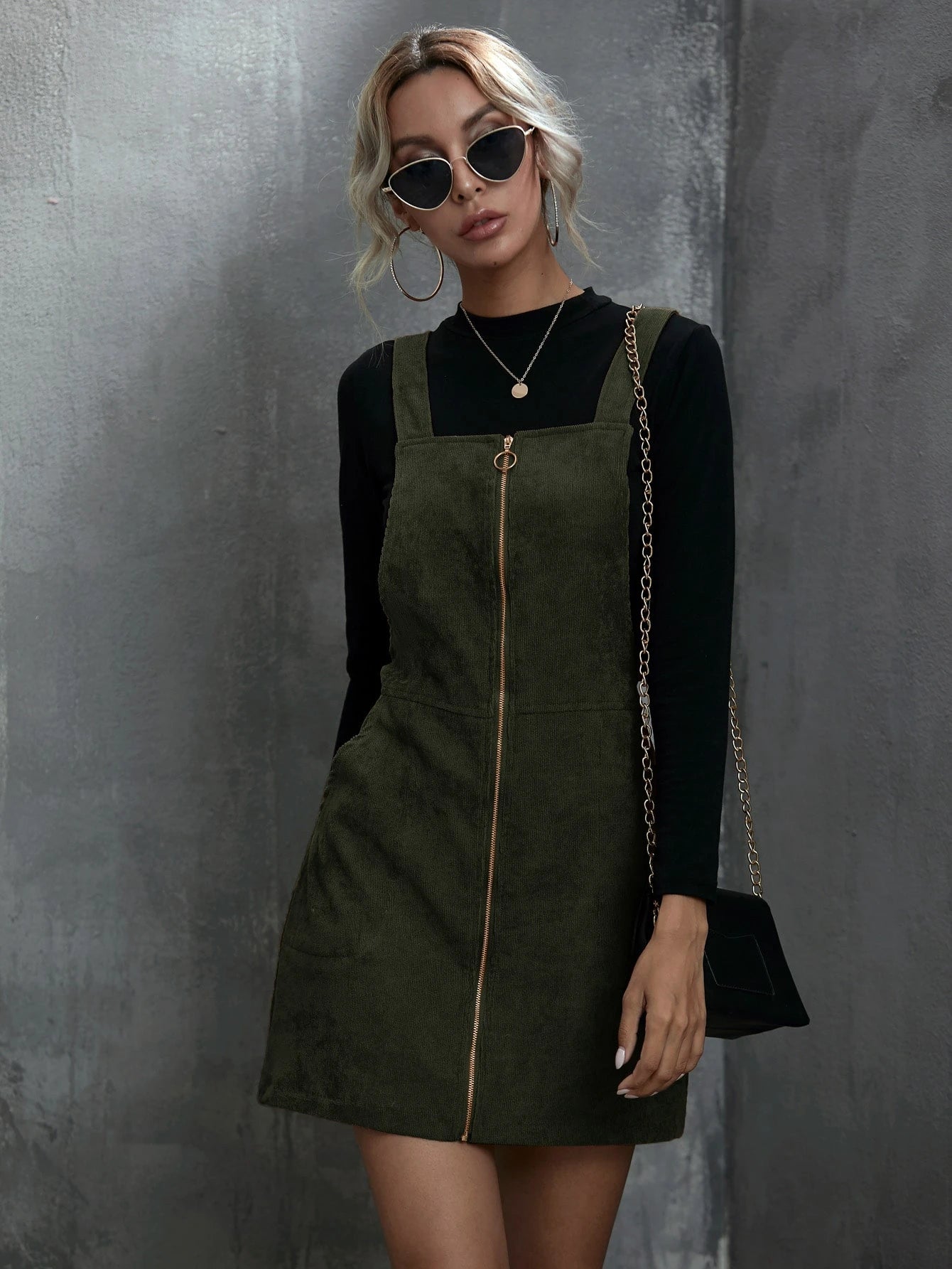 Unity Women Plain Front Zip Sleeveless Casual Mini Dress - image 3