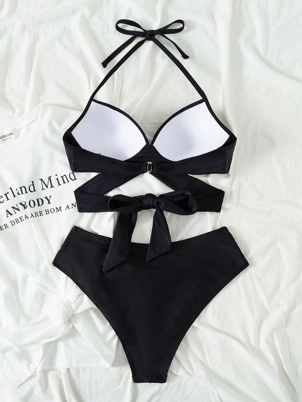 Swim Mod Summer Beach Wrap Halter Push Up Bikini Set