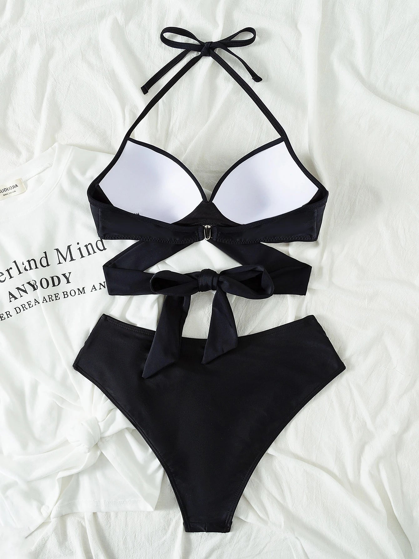 Swim Mod Summer Beach Wrap Halter Push Up Bikini Set