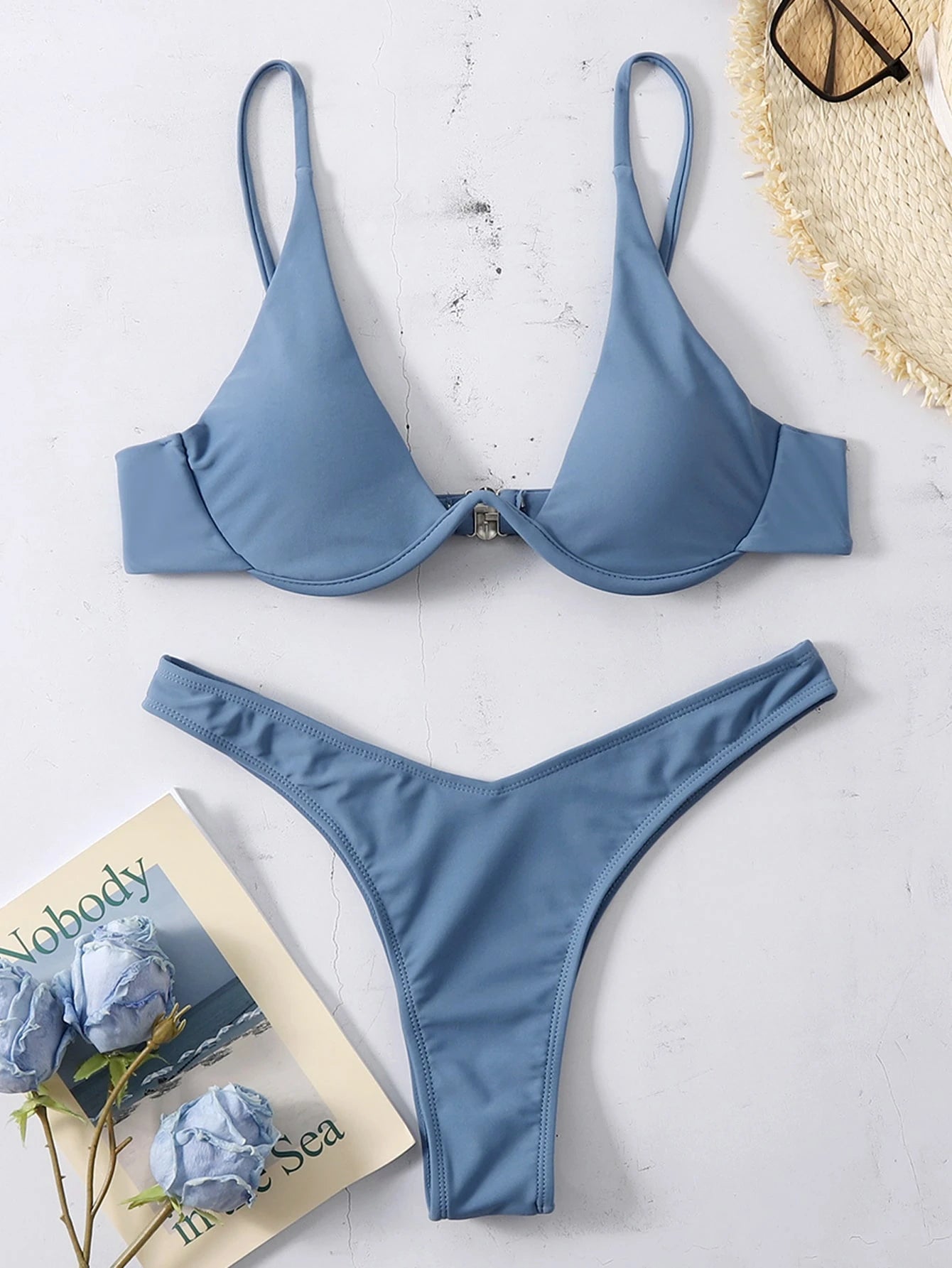Swim Basics Summer Beach Mono Bikini Set Underwired Bra & High Cut