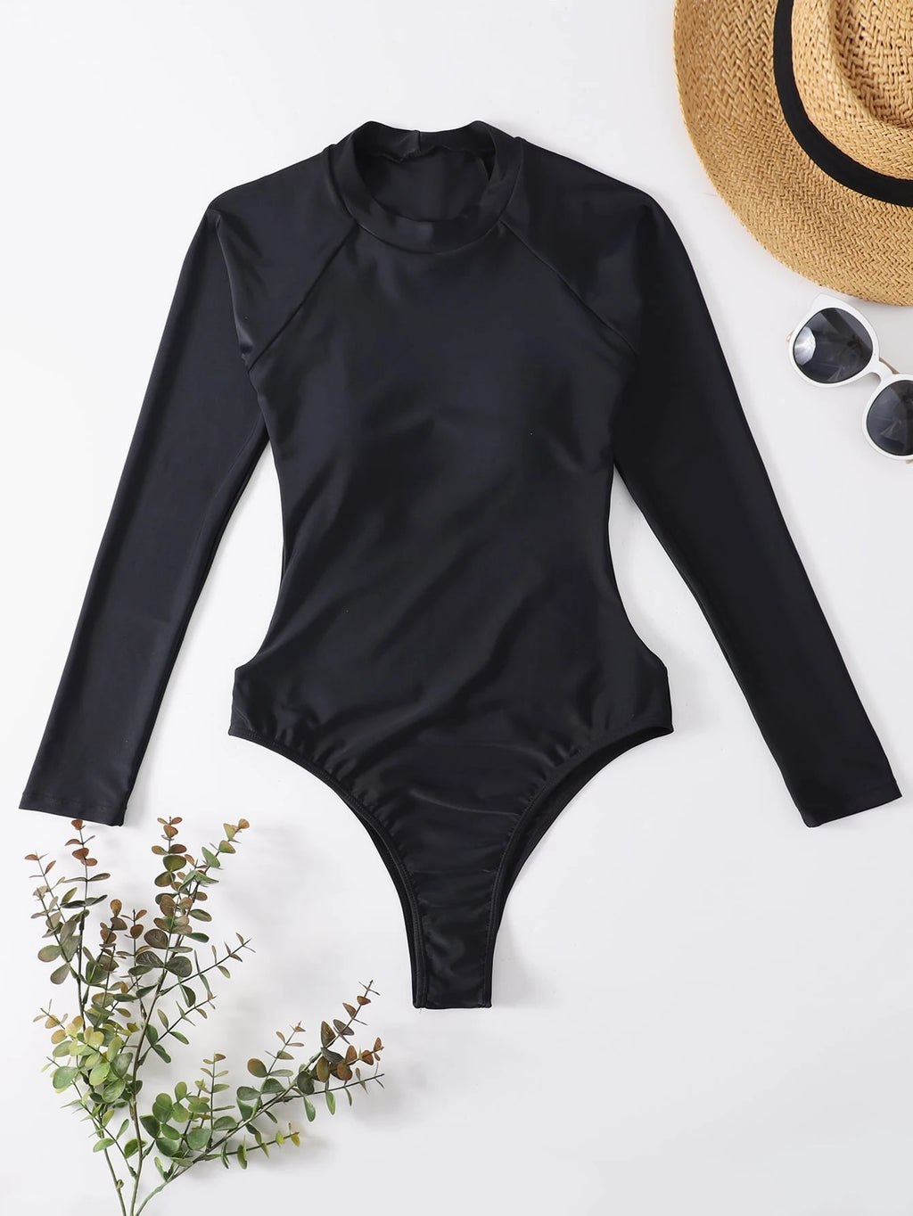 Swim SPRTY Summer Beach Plain High Neck One Piece Swimsuit - image 6
