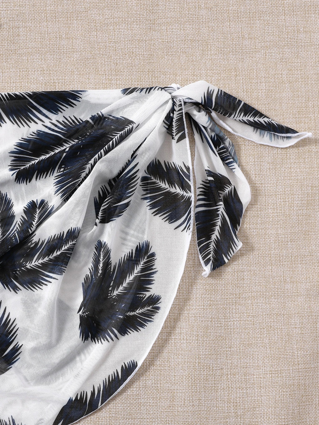 Swim Vcay Summer Beach Leaf Print Bikini Set Halter Triangle Bra &