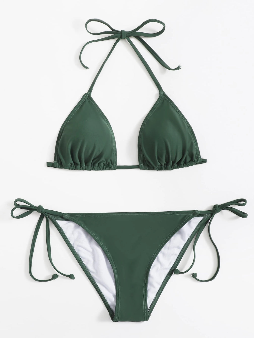 Sweetra Summer Beach Mono Bikini Set Halter Triangle Bra & Tie Side