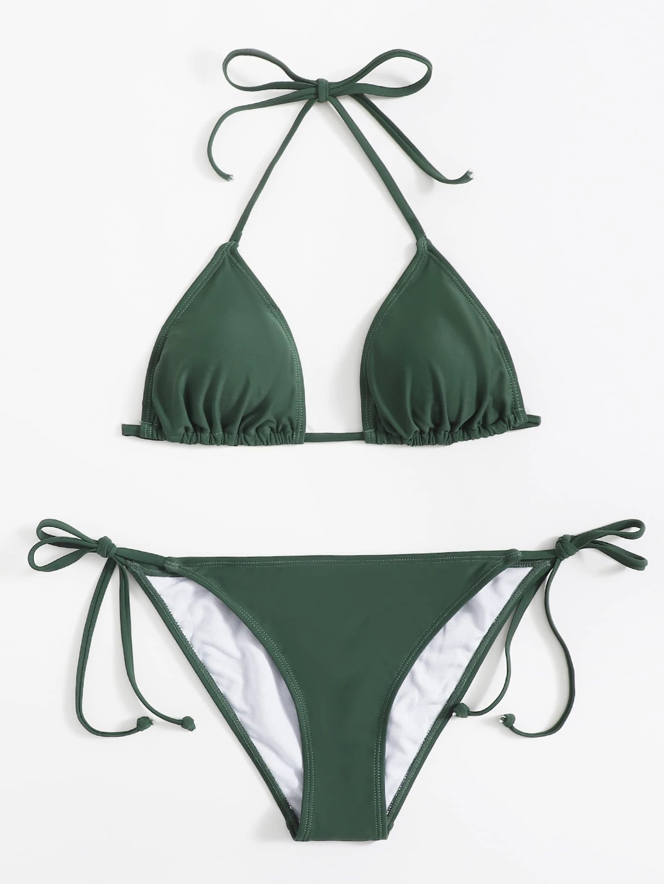 Sweetra Summer Beach Mono Bikini Set Halter Triangle Bra & Tie Side