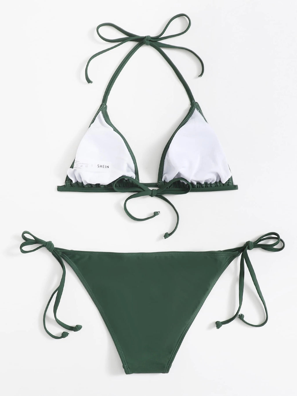 Sweetra Summer Beach Mono Bikini Set Halter Triangle Bra & Tie Side