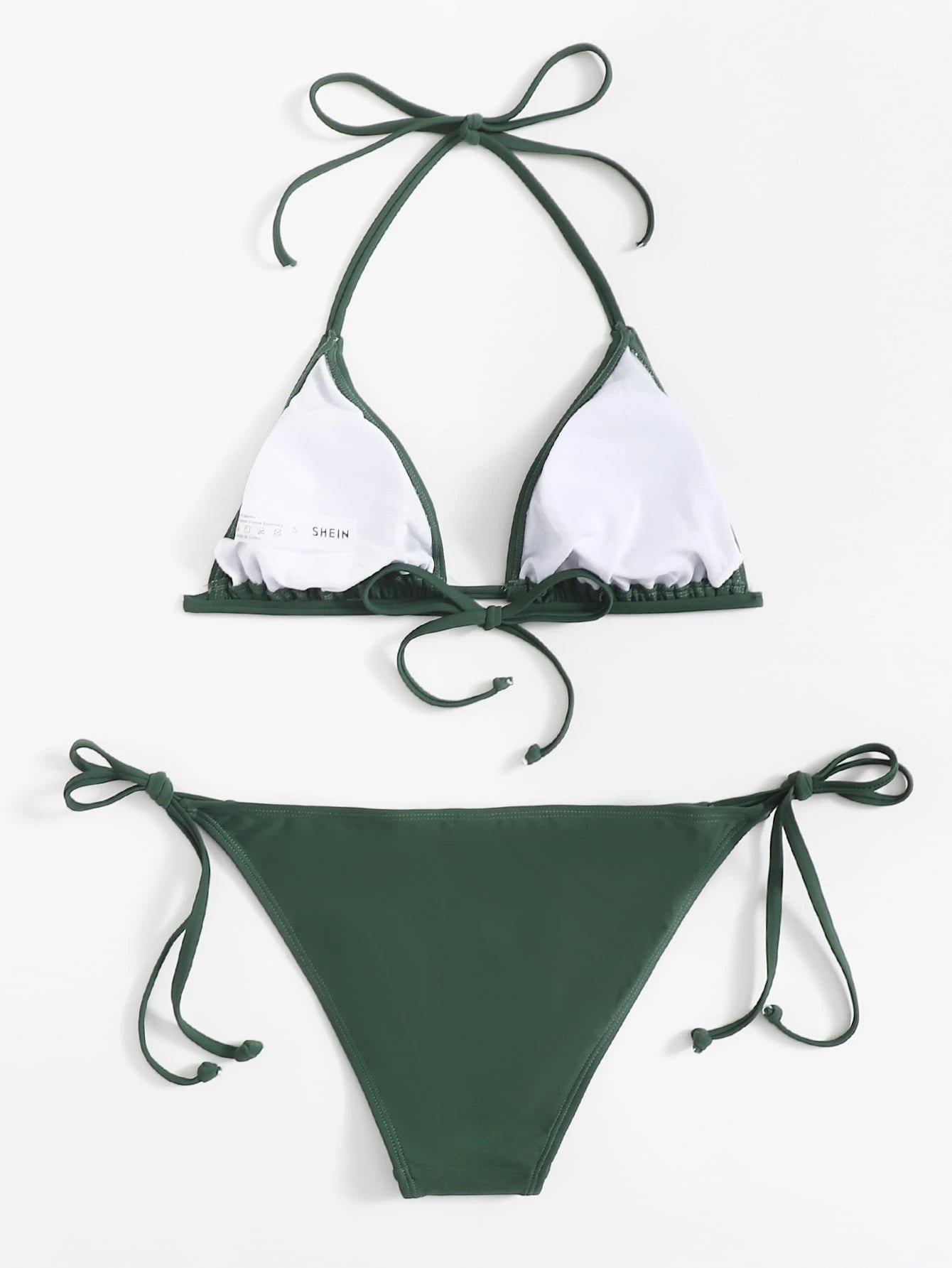 Sweetra Summer Beach Mono Bikini Set Halter Triangle Bra & Tie Side