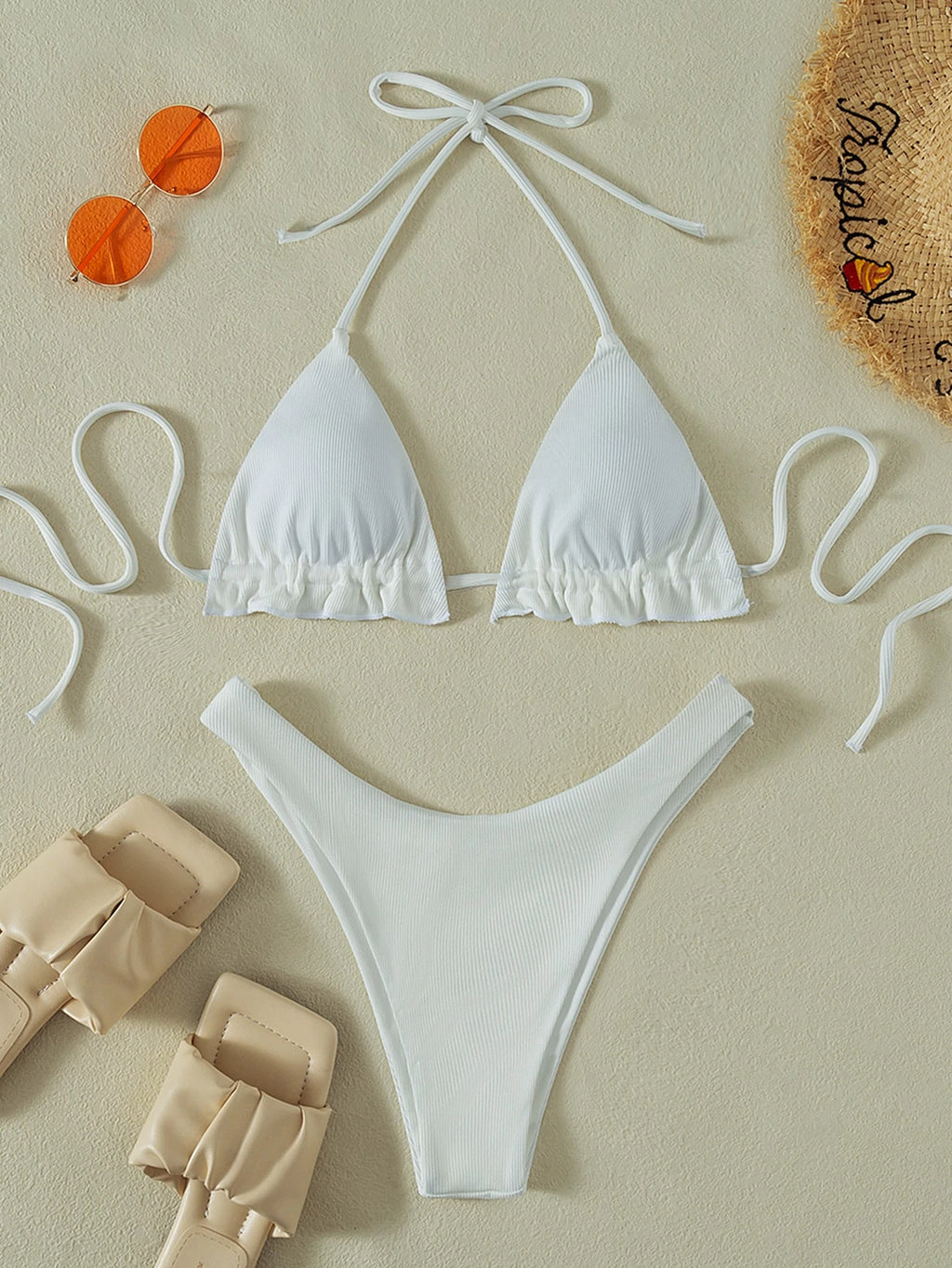 Swim SXY 2-Piece Solid Colored Sexy Swimwear For Holiday Beach Summer