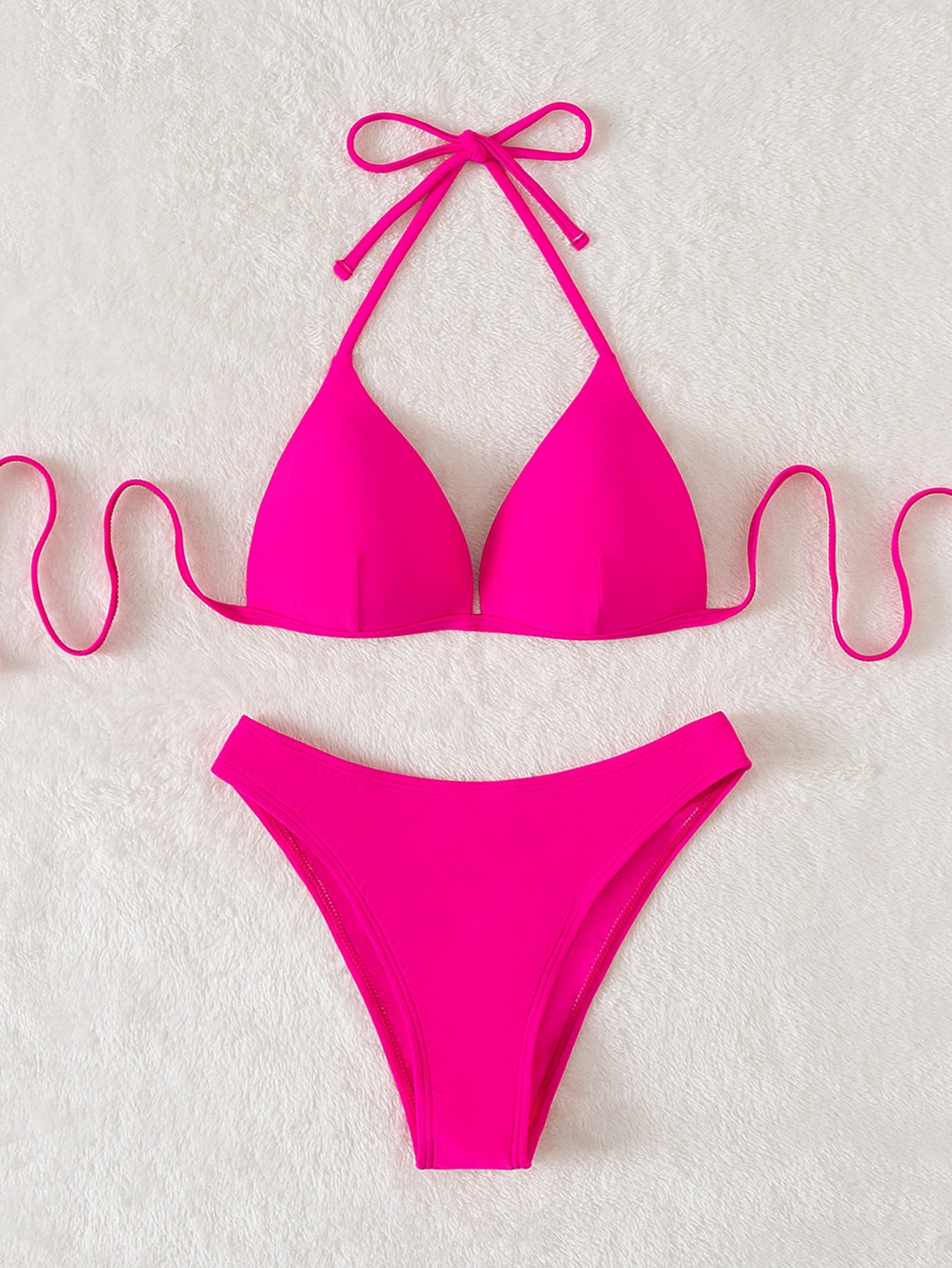 Swim Basics Summer Beach Solid Bikini Set Push Up Bra & Bikini Bottom