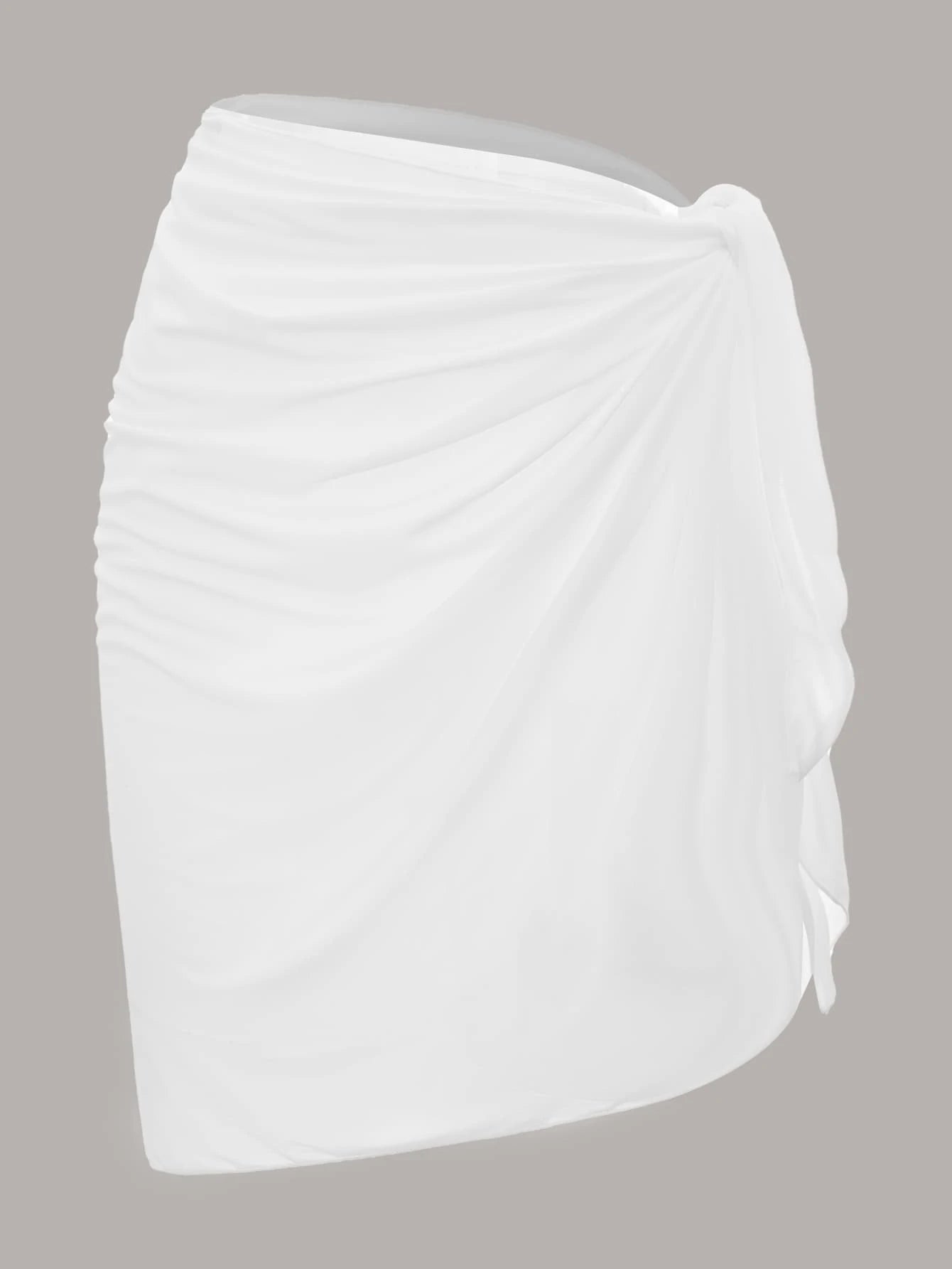 Swim Mod Summer Beach Ladies' Solid Color Simple Ruched Design Cover-Up - image 5