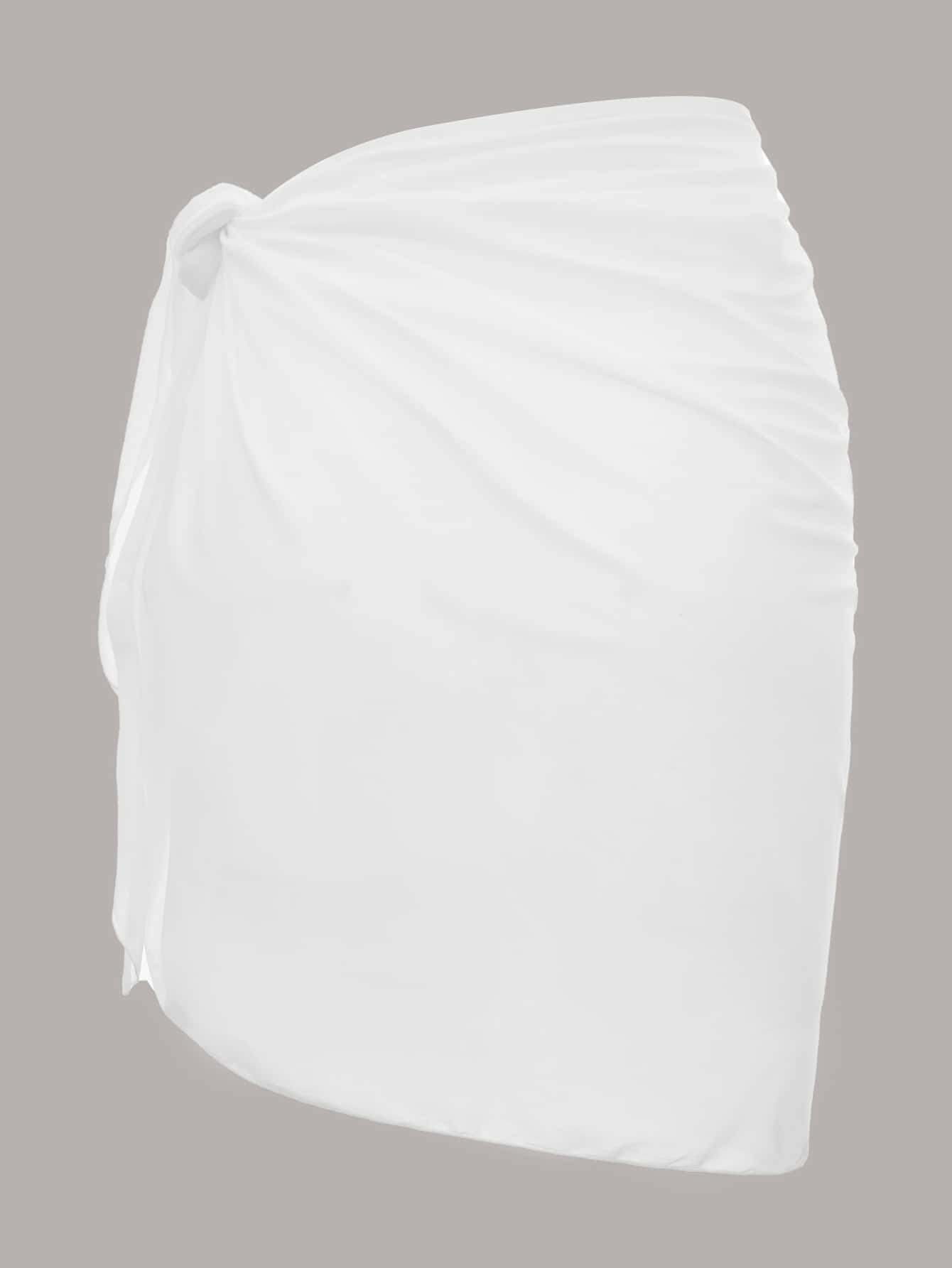 Swim Mod Summer Beach Ladies' Solid Color Simple Ruched Design Cover-Up - image 6