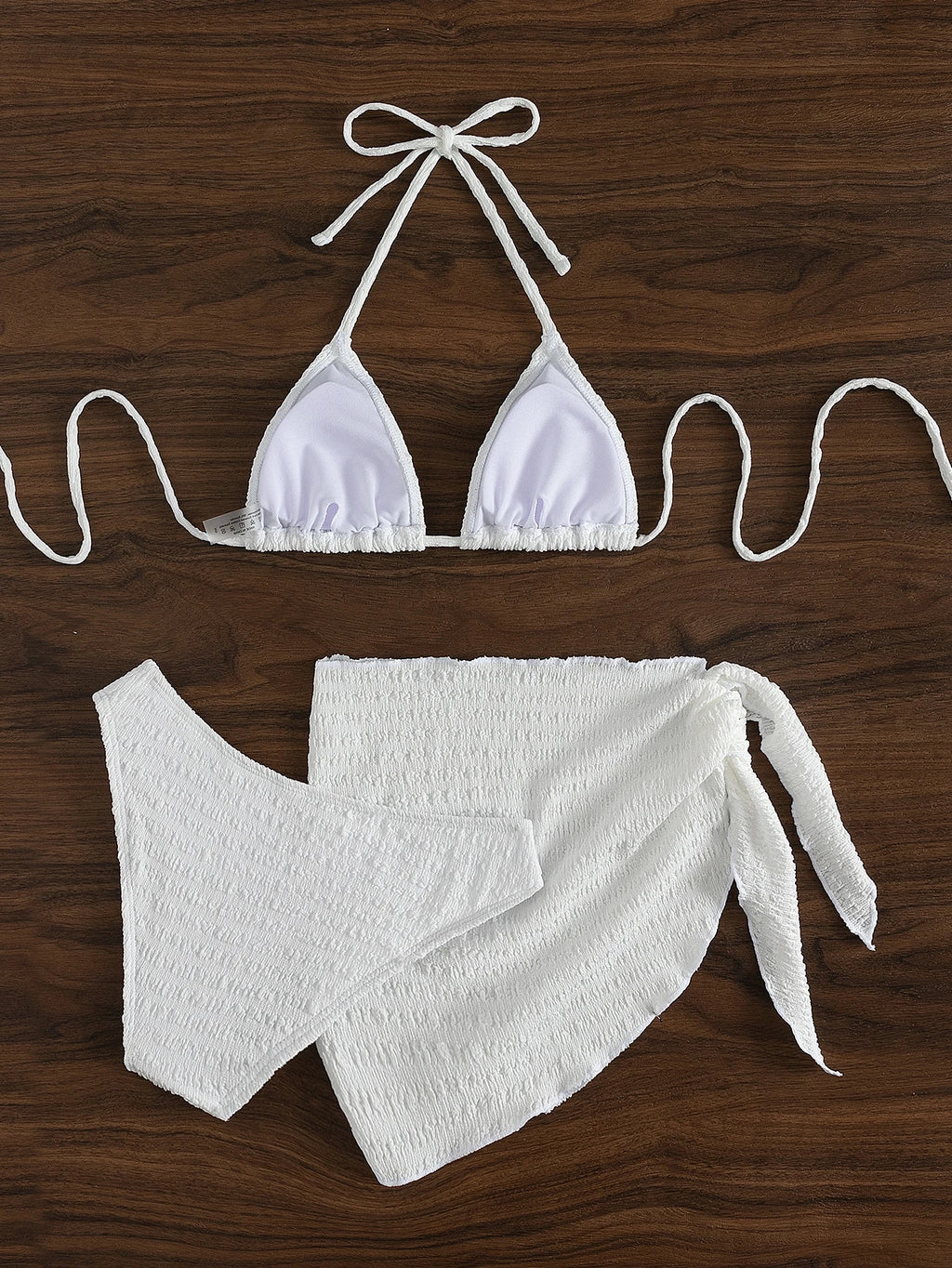 Swim Basics 3pcs/Set Women Solid Color Halter Neck Swimsuit, Triangle