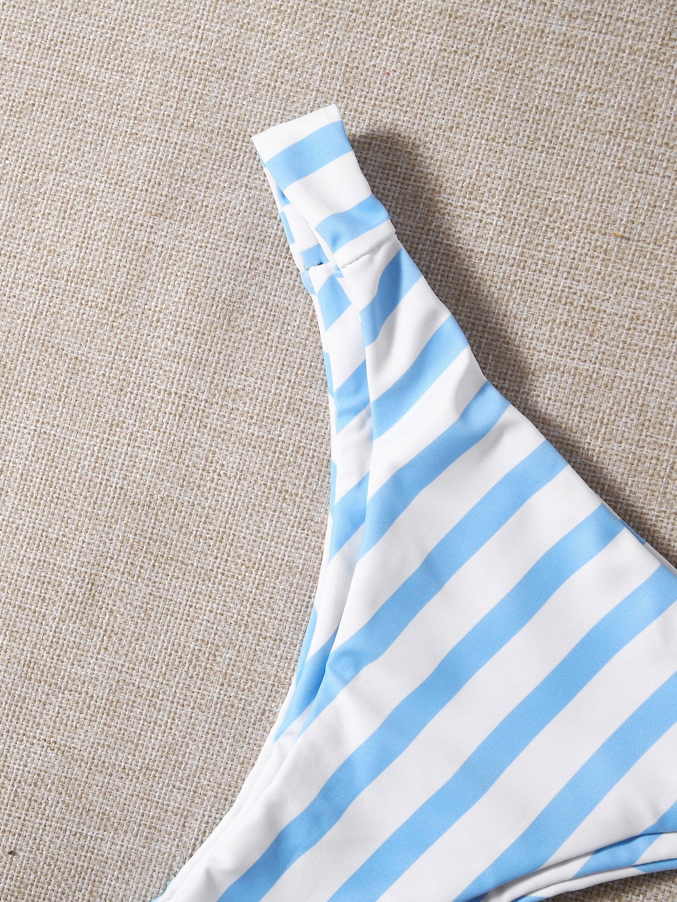 Swim Mod Summer Beach Striped Triangle Bikini Set & Mesh Shorts