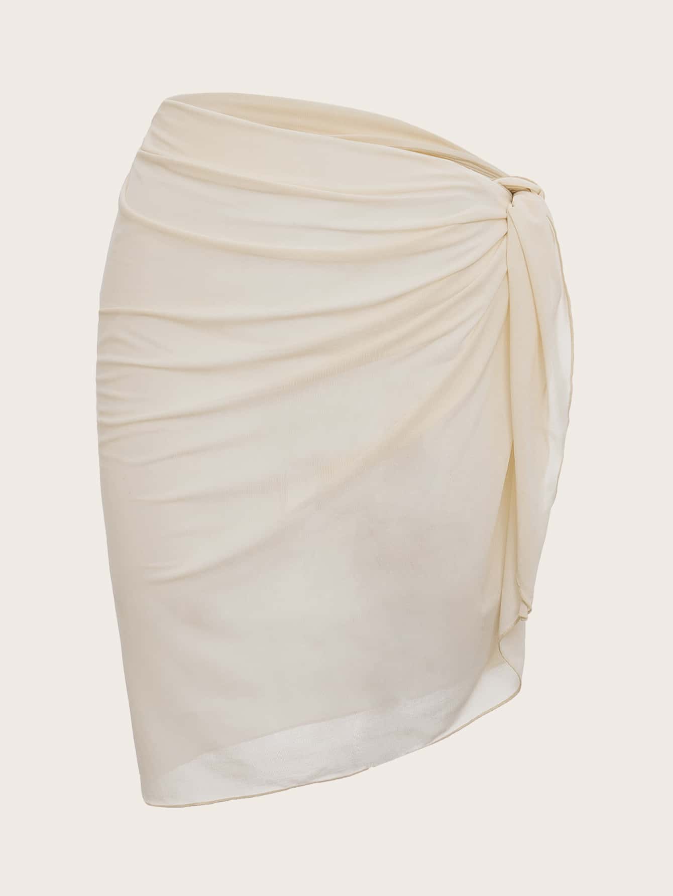 Swim Mod Summer Beach Ladies' Solid Color Simple Ruched Design Cover-Up