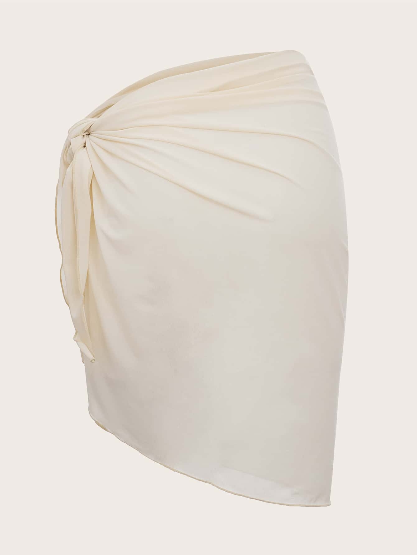 Swim Mod Summer Beach Ladies' Solid Color Simple Ruched Design Cover-Up - image 2
