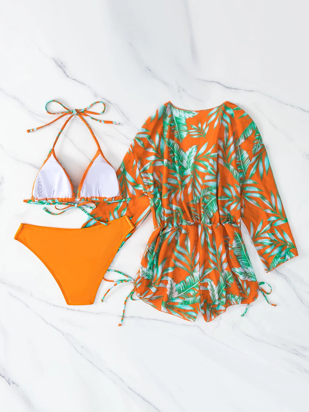 Swim Vcay Women's Summer Beach Tropical Plant Print Halter Tie Sexy