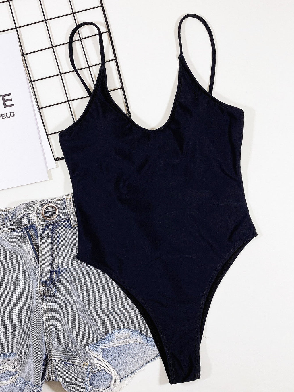 Swim 2025 Women Solid Color Backless Tie Strap Sexy One-Piece Swimsuit - image 4