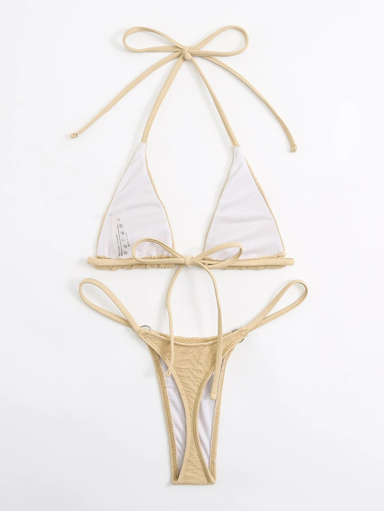 Swim SXY Summer Beach Metallic Bikini Set Micro Triangle Bra & O-Ring Linked Tho
