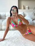 Swim Vcay Swimsuits For Woman Summer Beach Floral Print Halter Triangle Bikini Set