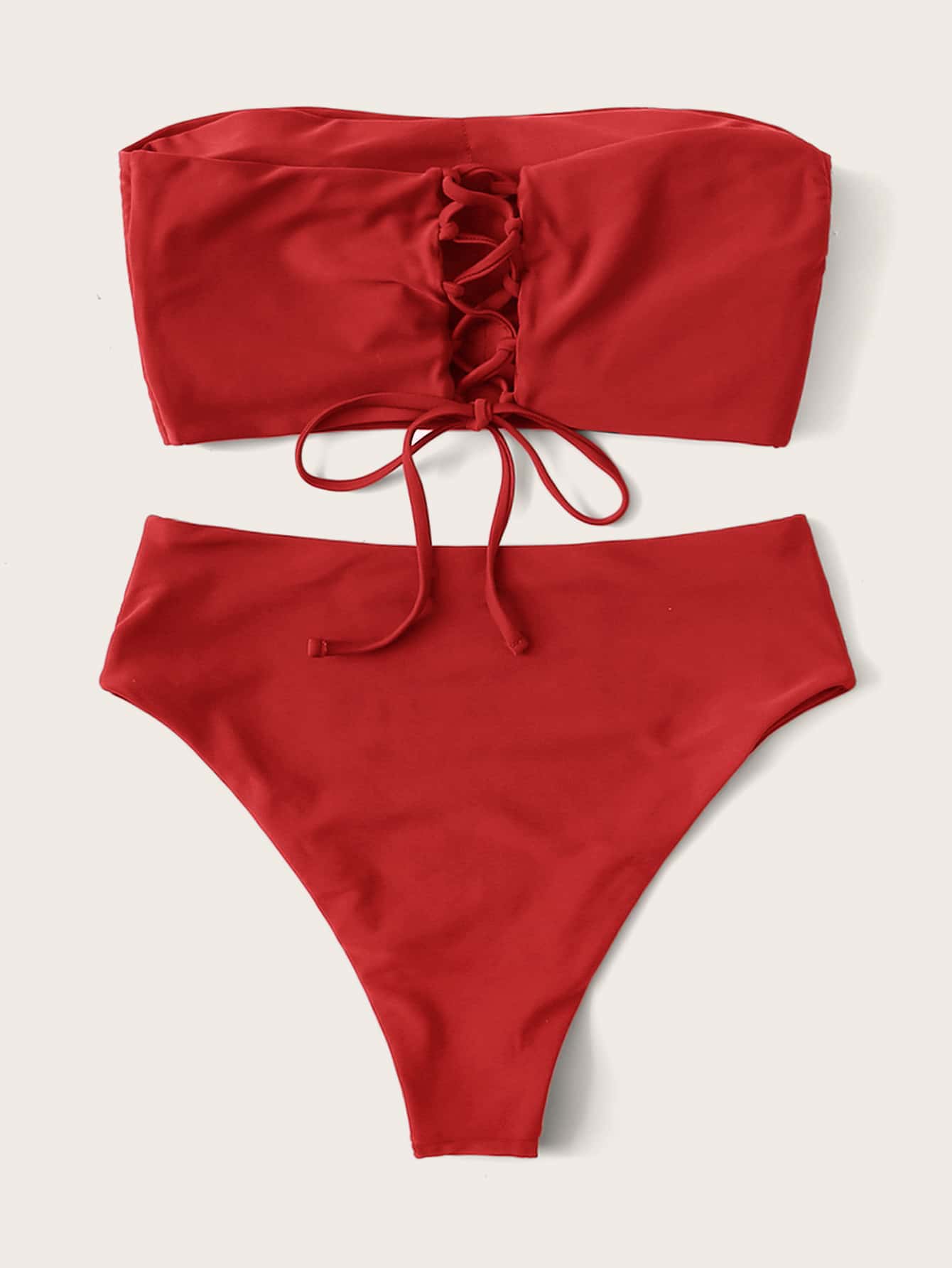 Summer Beach Vacation Solid Reversible Strapless Neon Bikini Set