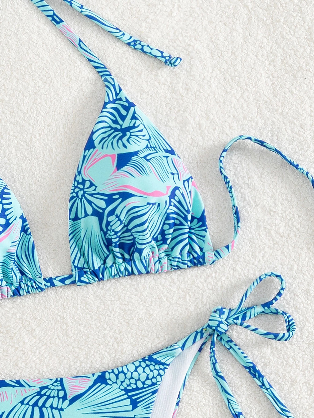 Swim Mod Summer Beach Women's Tropical Plant Printed Halter Neck