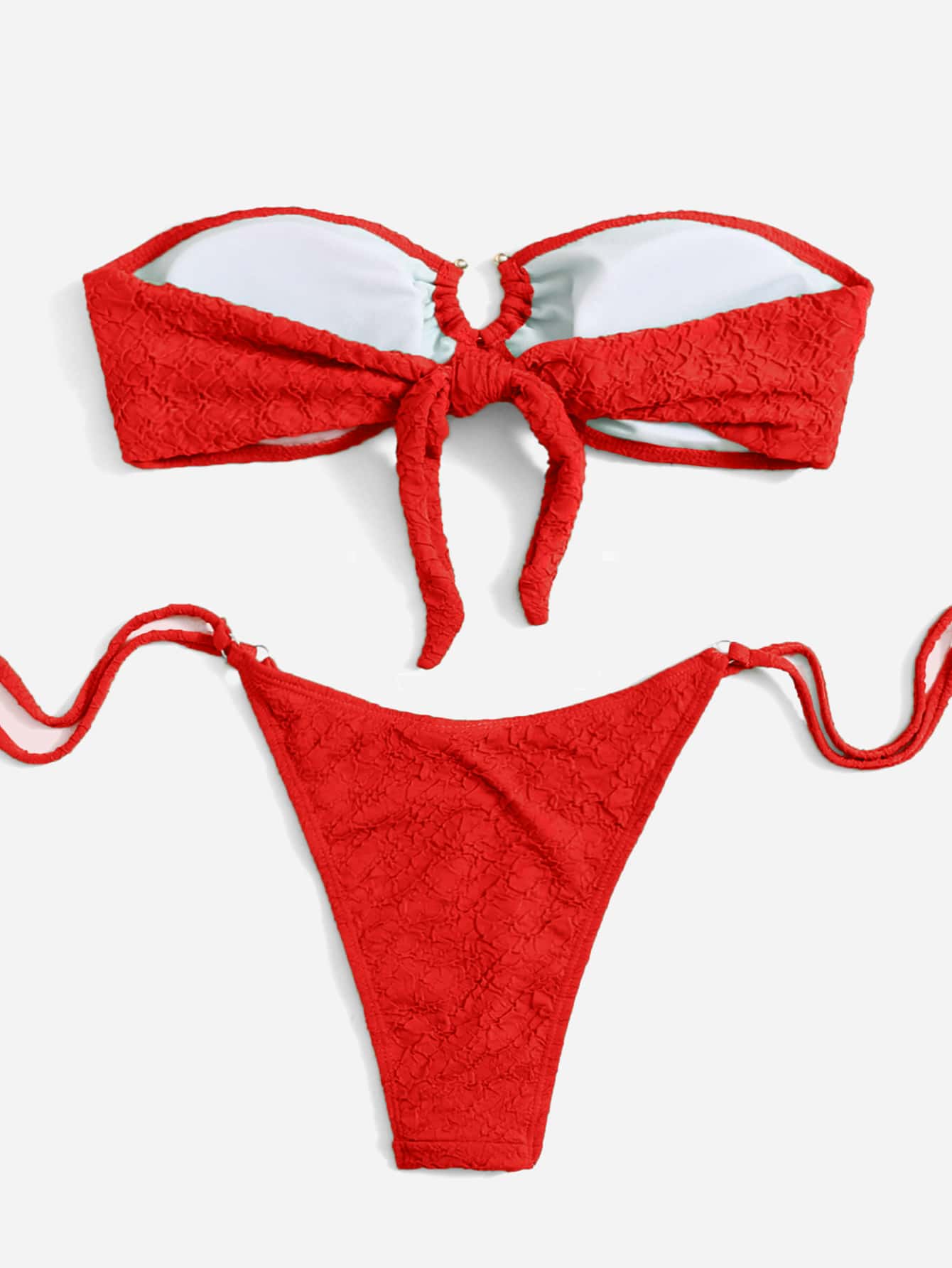 Swim Mod Women's Solid Color Bandeau Sexy Bikini Swimwear Set For Summer Beach V