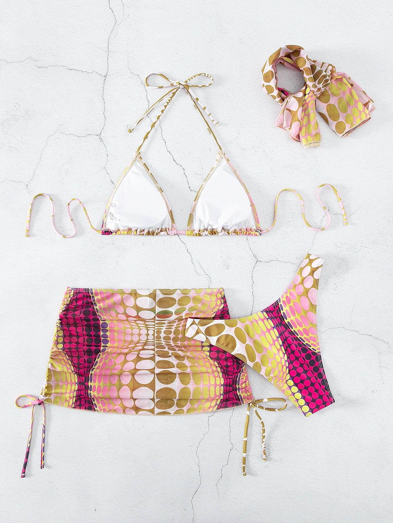 Swim SXY Summer Beach Digital Polka Dot Bikini Set Halter Triangle