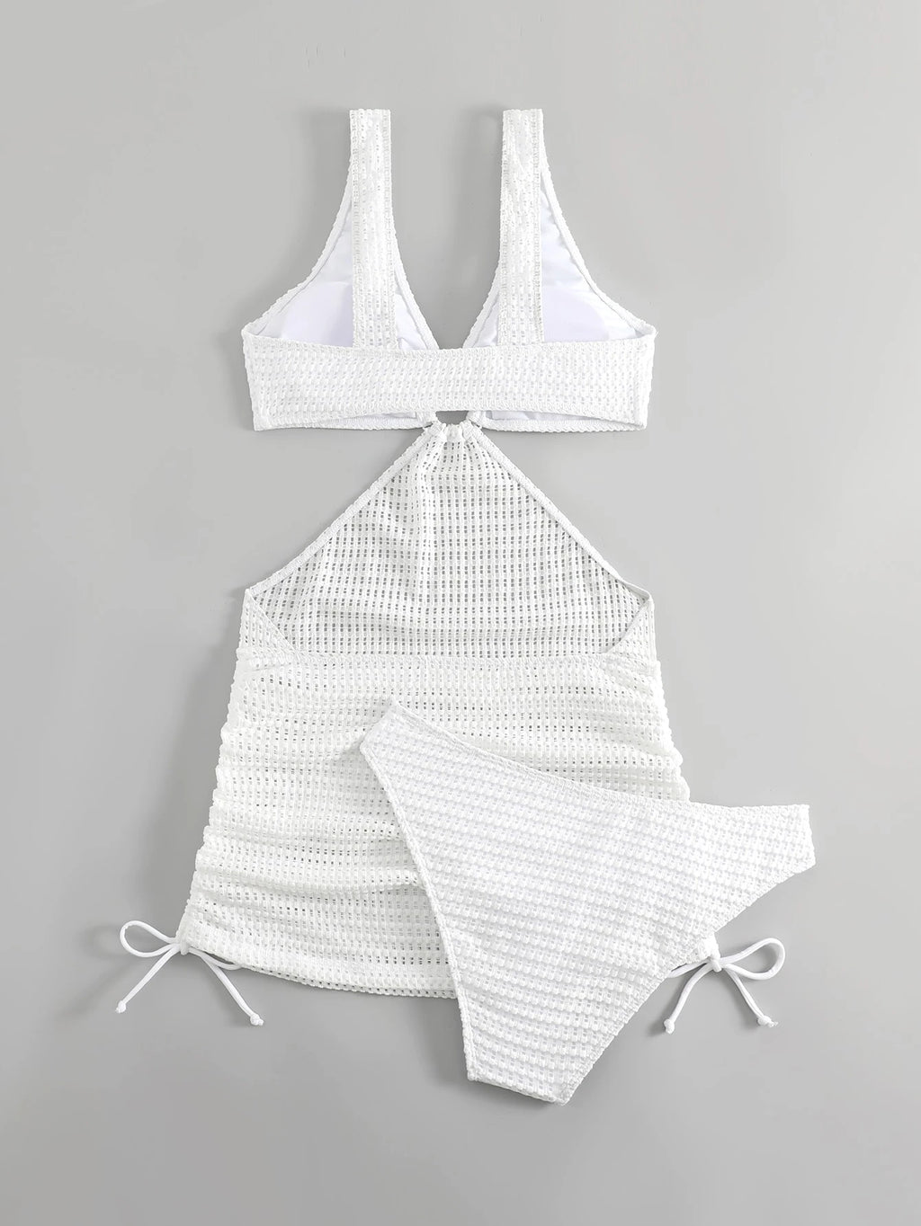 Swim Vcay Women's Solid Color Hollow Out Vacation Style Bikini Set