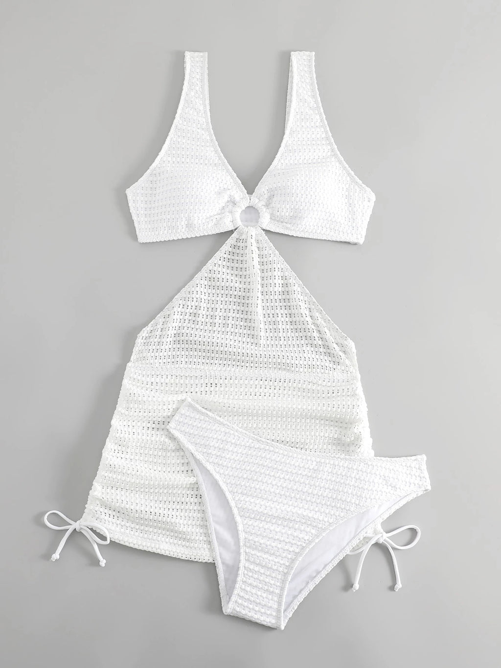 Swim Vcay Women's Solid Color Hollow Out Vacation Style Bikini Set