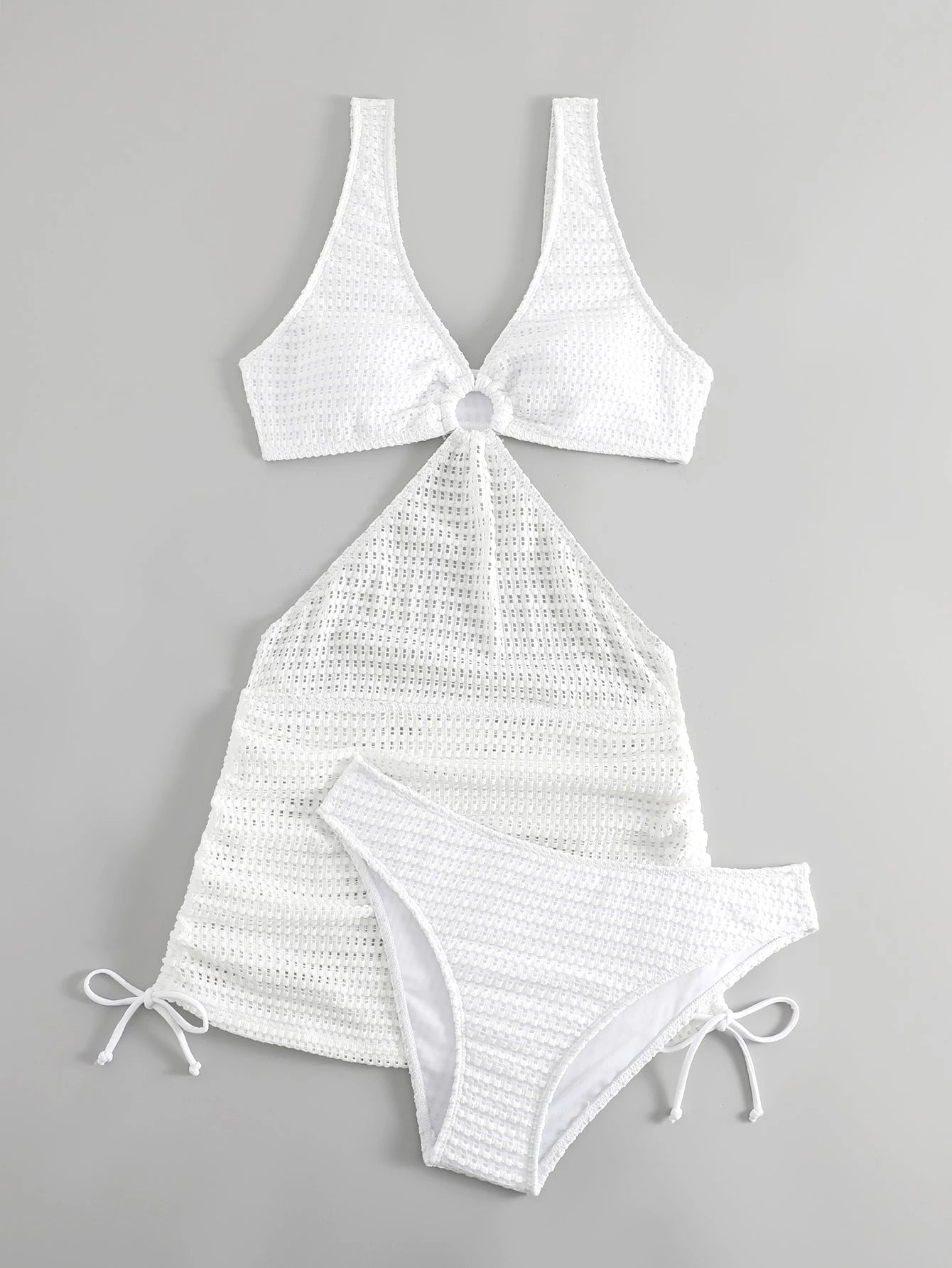Swim Vcay Women's Solid Color Hollow Out Vacation Style Bikini Set