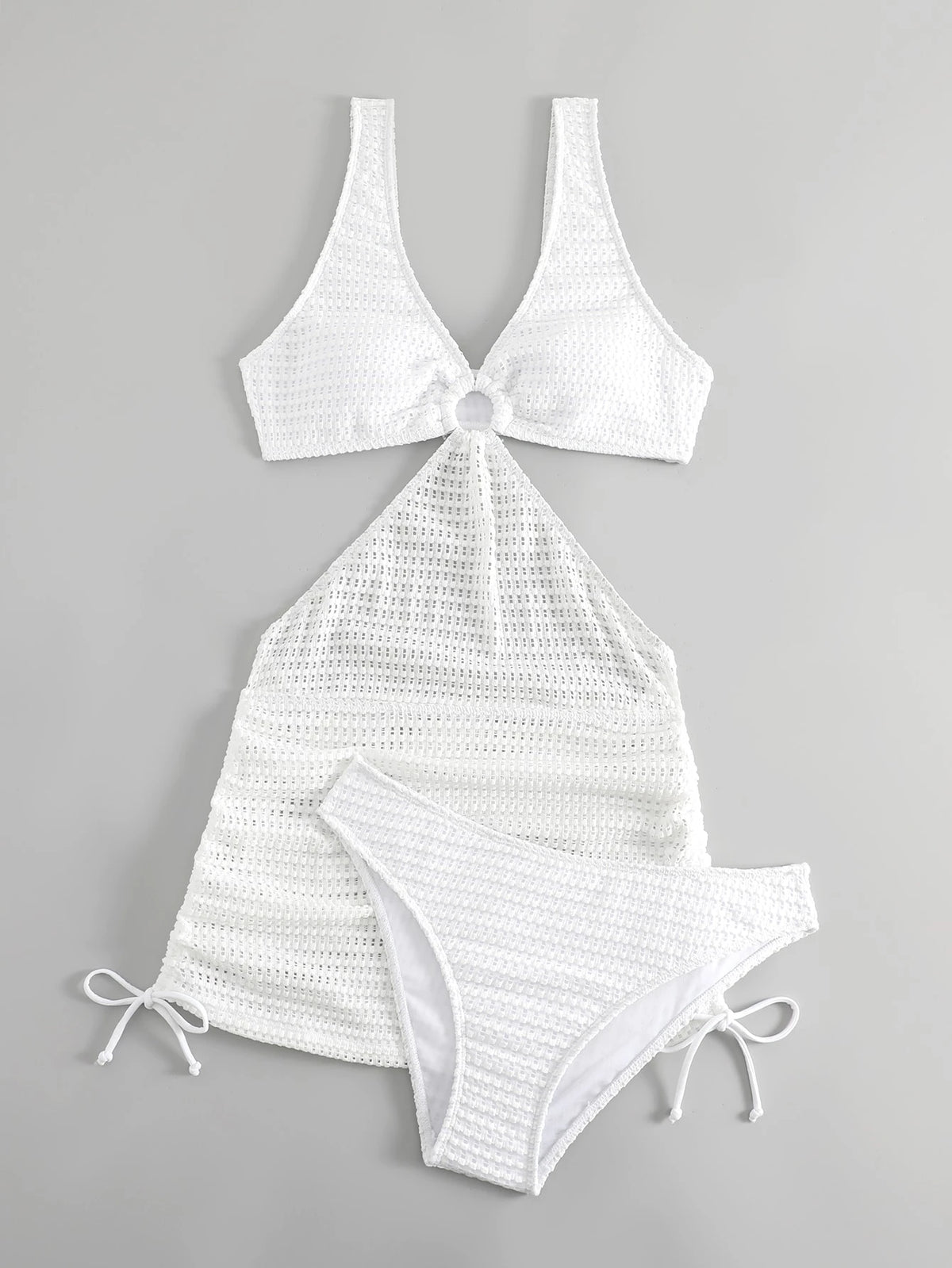 Swim Vcay Women's Solid Color Hollow Out Vacation Style Bikini Set - image 20