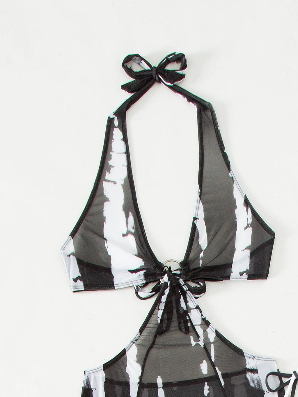 Swim Vcay Summer Beach Tie-Dye Metal Ring Cutout Backless Knot High