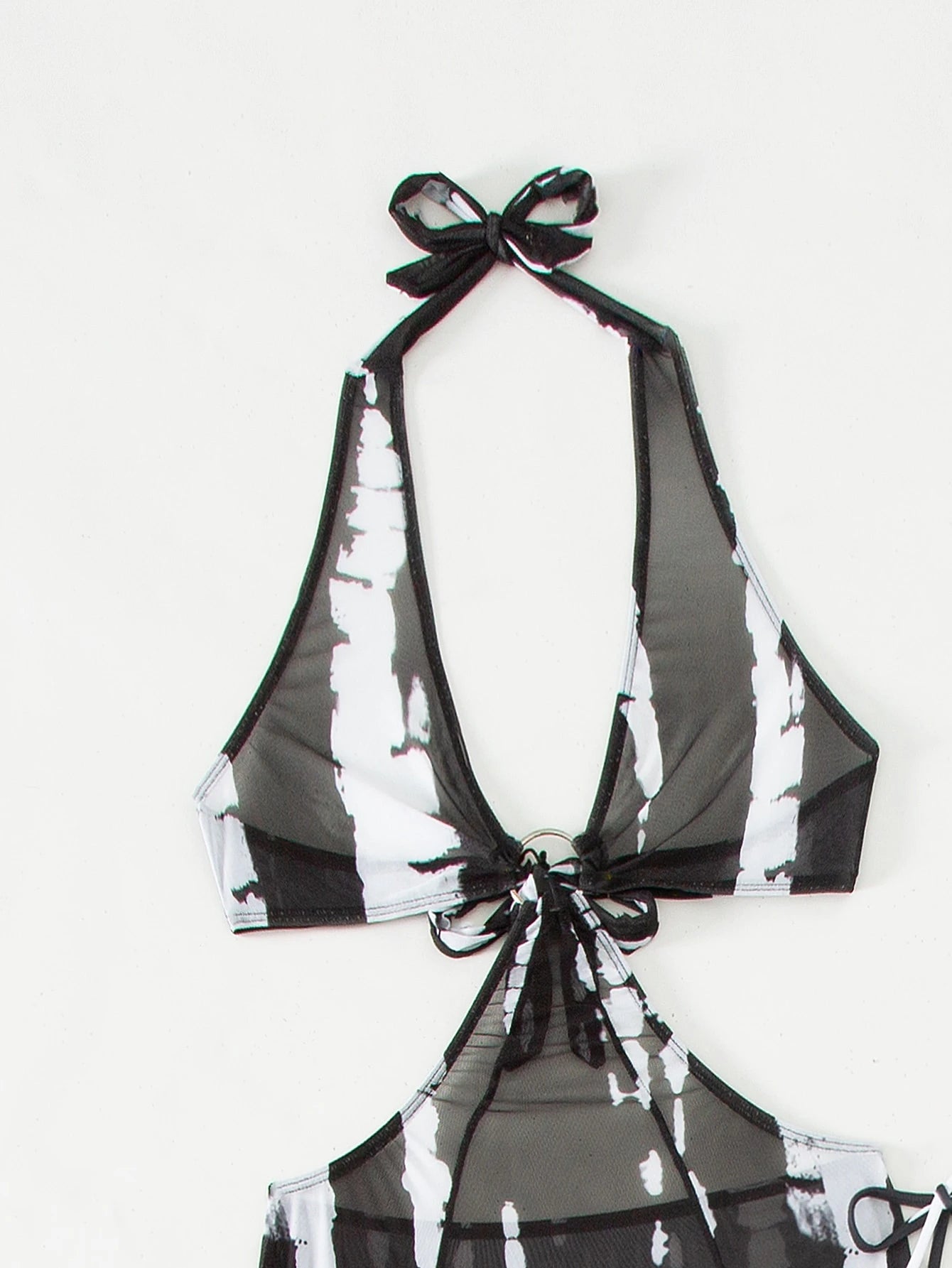 Swim Vcay Summer Beach Tie-Dye Metal Ring Cutout Backless Knot High