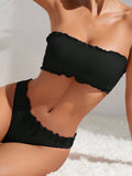 Swim Summer Beach Frill Trim Bandeau Bikini Set