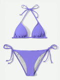 Swim Basics Summer Beach Solid Triangle Tie Side Bikini Set