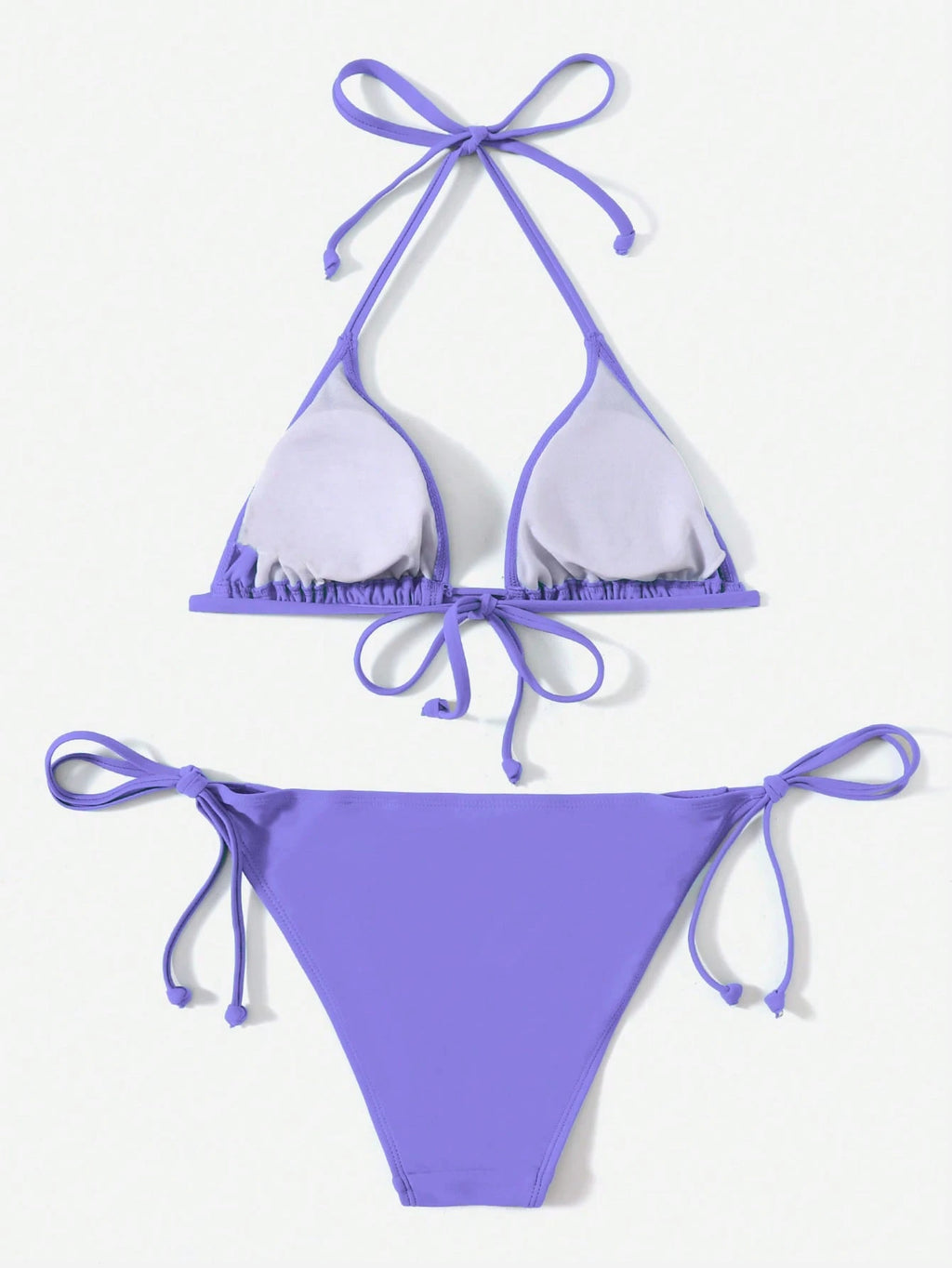 Swim Basics Summer Beach Solid Triangle Tie Side Bikini Set