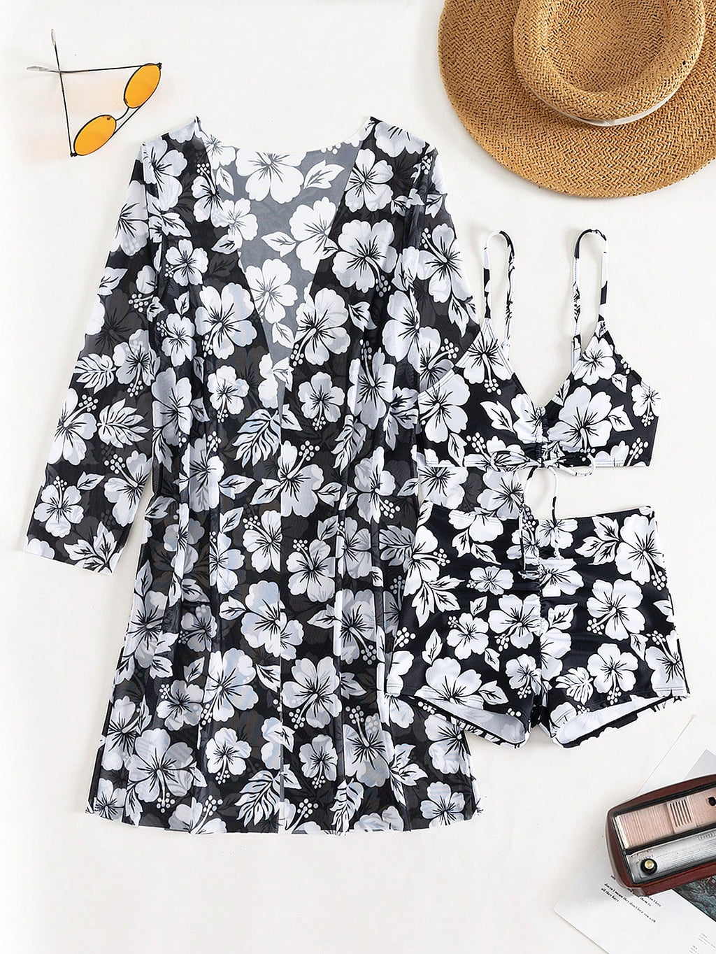 Swim Lushoire Summer Outfits For Women Summer Beach Floral Print Bikini Set With