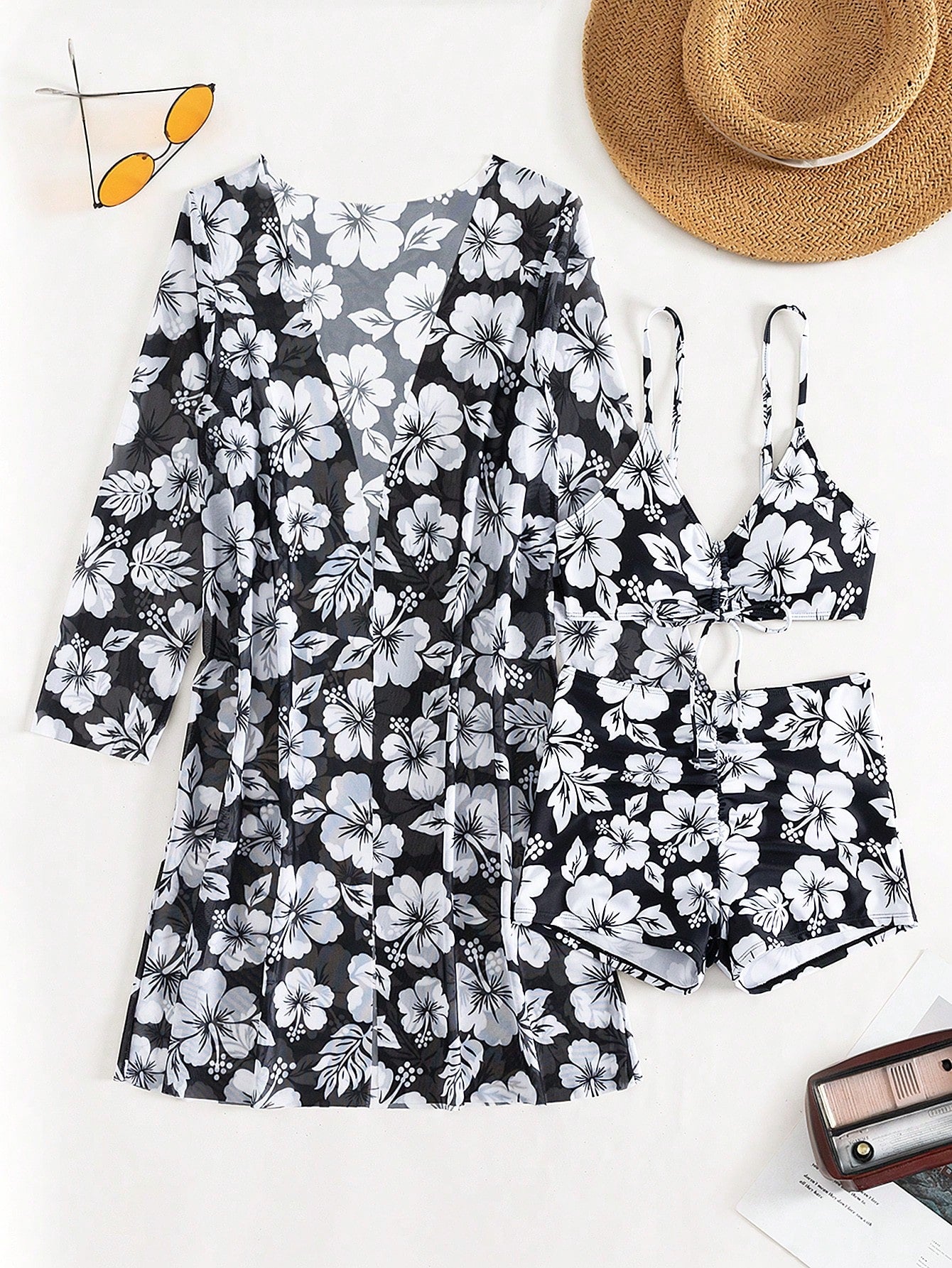 Swim Lushoire Summer Outfits For Women Summer Beach Floral Print Bikini Set With