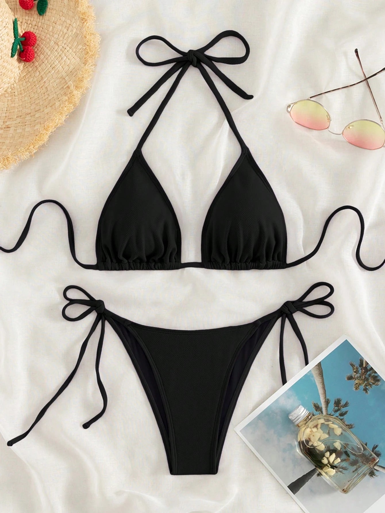 Swim Basics 2026 Spring/Summer Black Special Fabric Women's Bikini