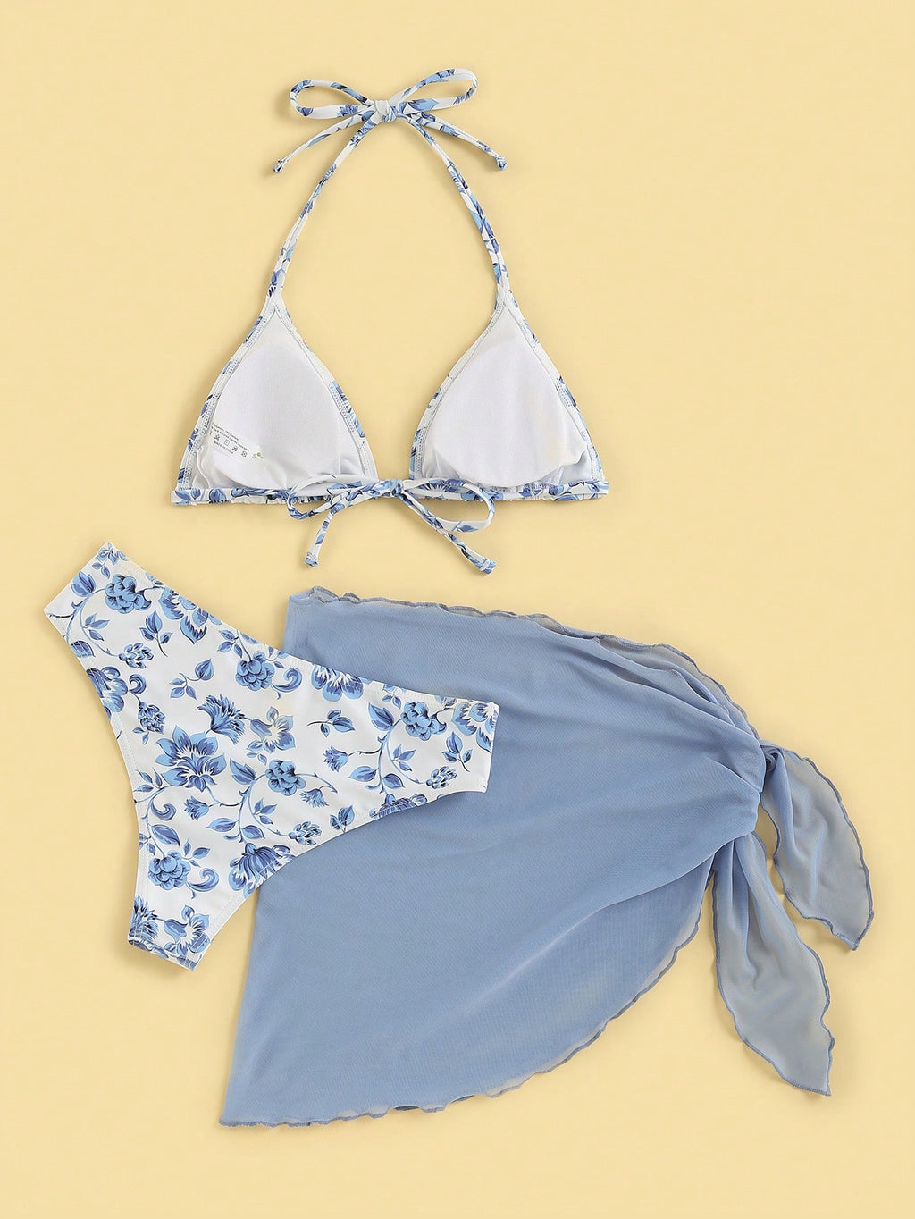 Swim Mod Women's Summer Beach Floral Print Halter Tie Sexy Bikini And