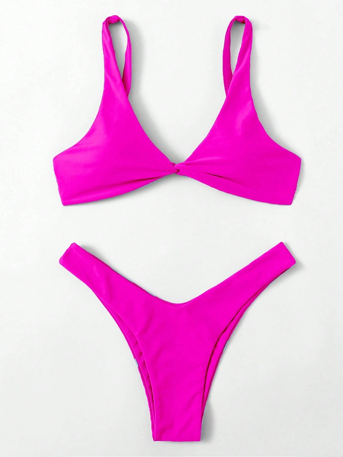 Swim Mod Fish Scales Print Knot Front Swim Top & Swim Bottom Bikini
