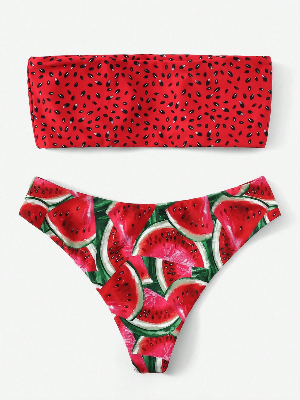 Swim Mod Summer Beach Watermelon Print Bandeau Bikini Set - image 2