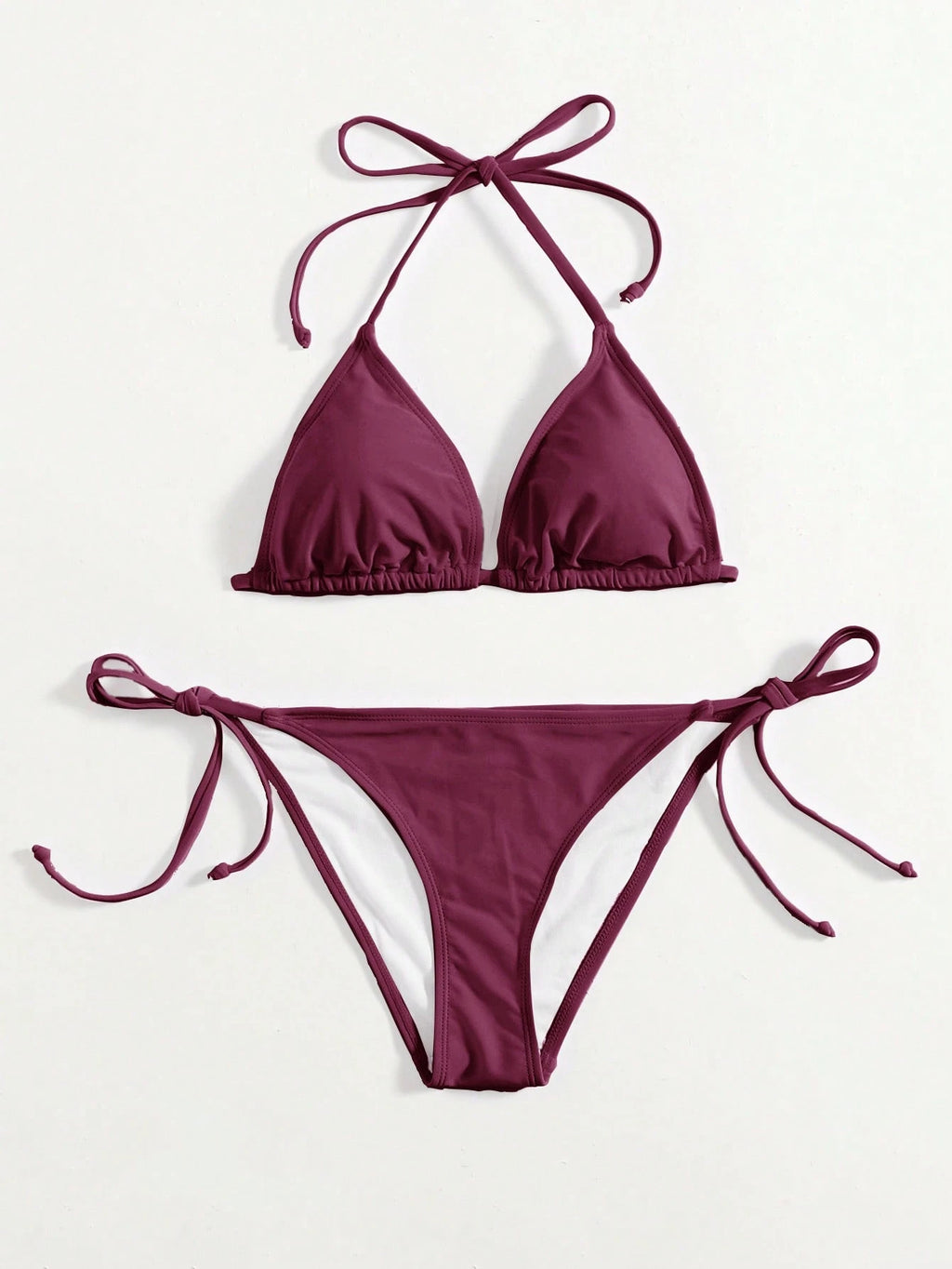Swim Basics Summer Beach Halter Triangle Tie Side Bikini Set