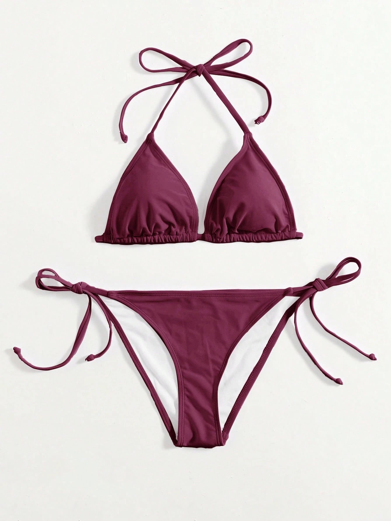 Swim Basics Summer Beach Halter Triangle Tie Side Bikini Set