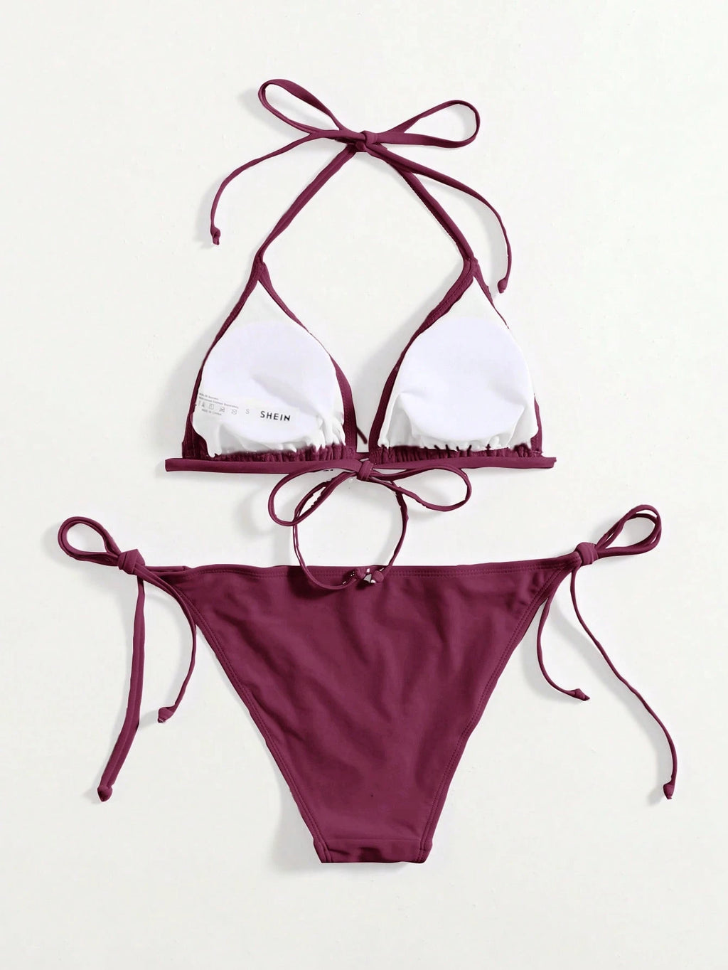 Swim Basics Summer Beach Halter Triangle Tie Side Bikini Set