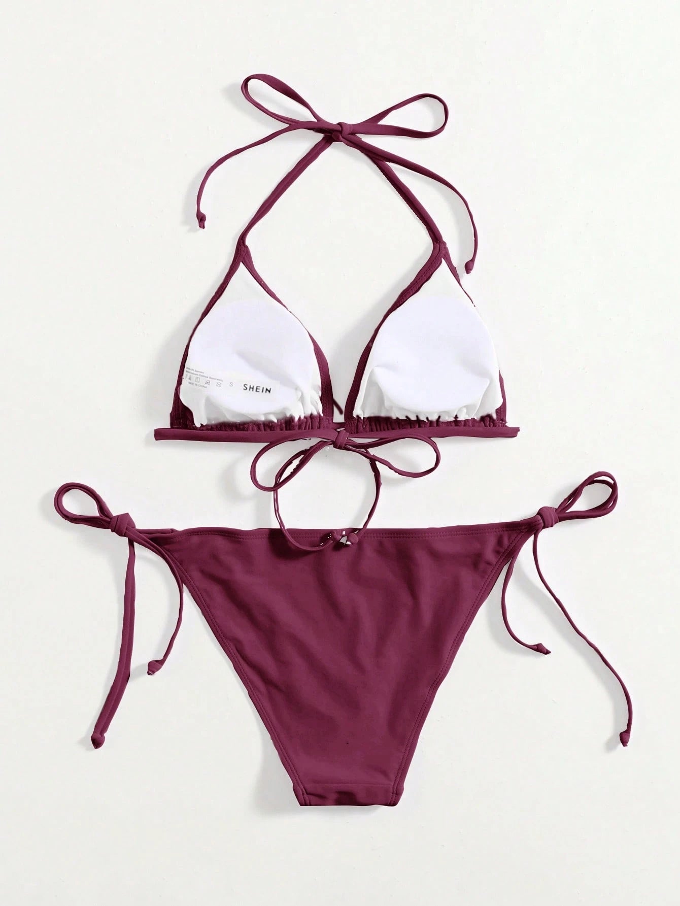 Swim Basics Summer Beach Halter Triangle Tie Side Bikini Set