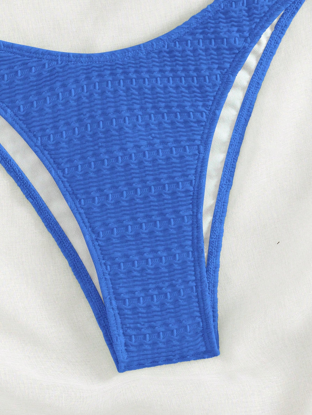 Swim Mod Solid Color Ring Decor Bandeau Bikini Swimsuit