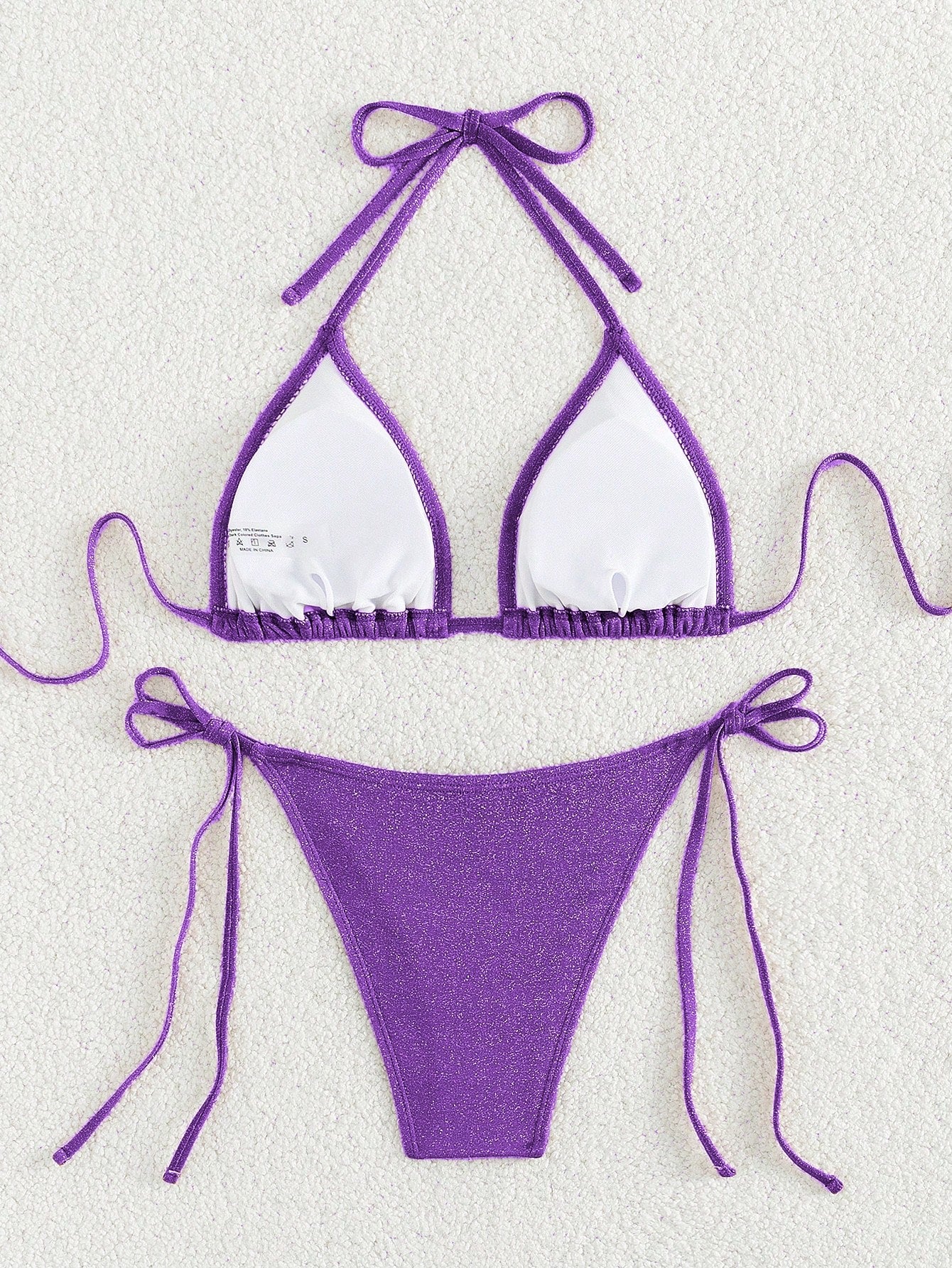 Swim Mod Women's Solid Color Halter Strap Sexy Bikini Set For
