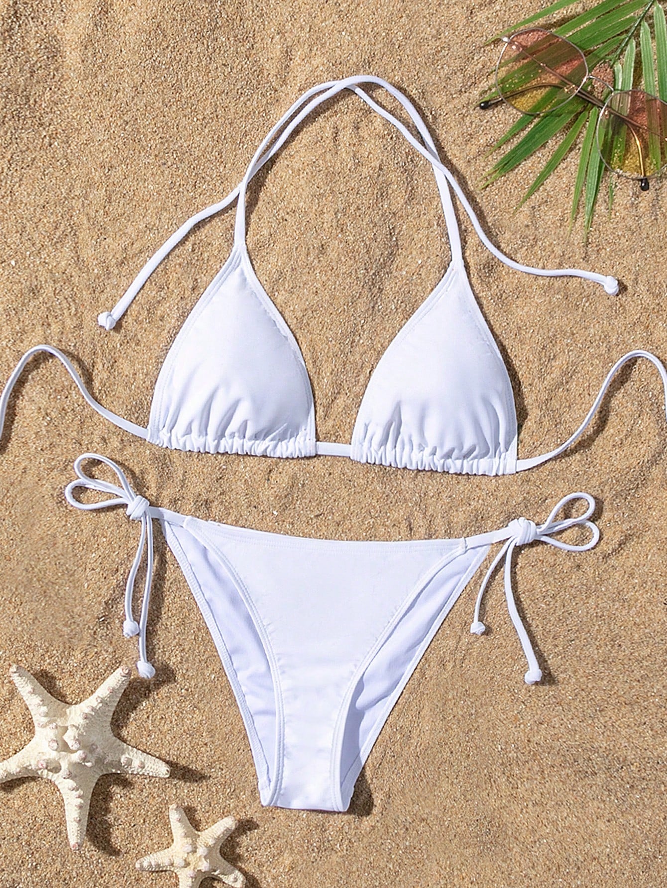 Summer Beach Halter Triangle Tie Side Bikini Set